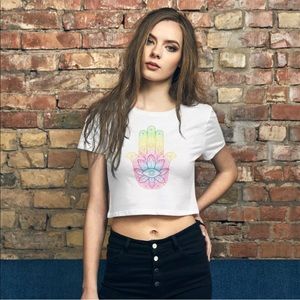 Hamsa Evil Eye Protection Neon Crop Top